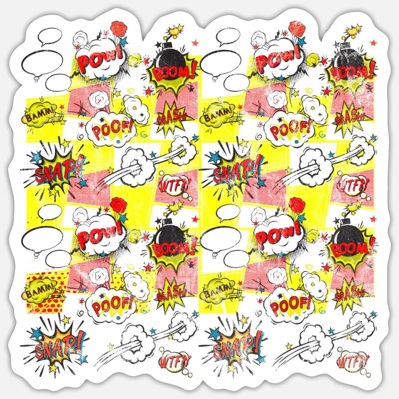 COMIC POW - Sticker taille S (10 x 10 cm) - blanc mat