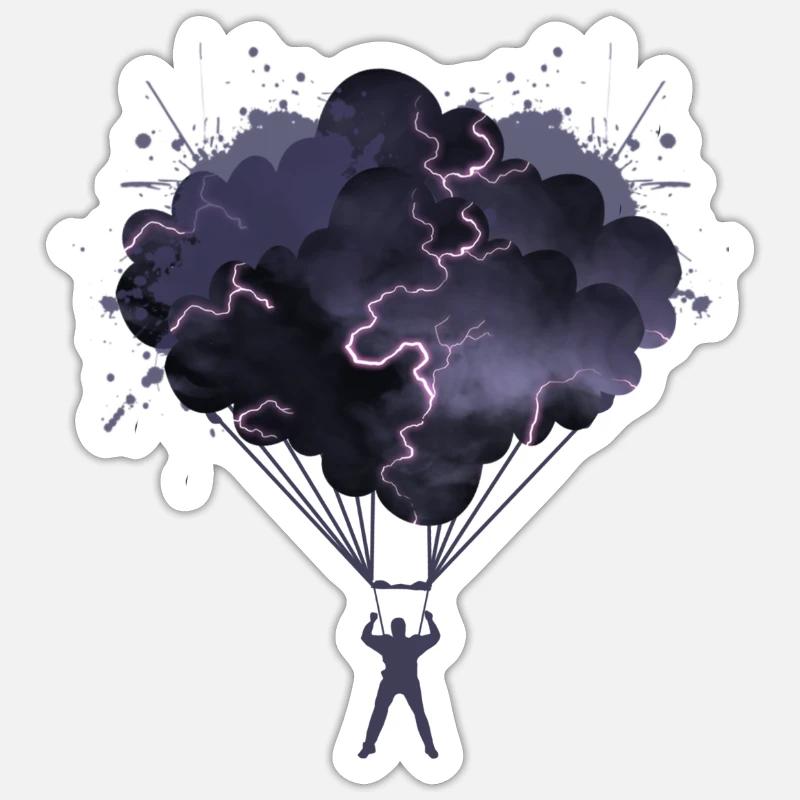 Parachute thunderstorm skydive skydiving lightning Sticker size S (10 x 10 cm)