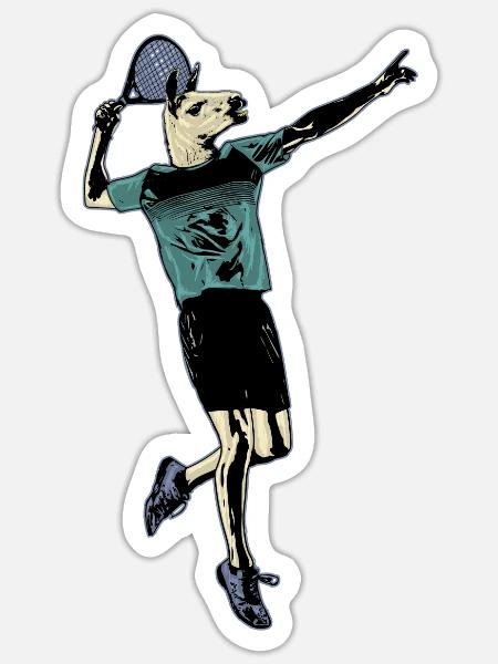 Llama Tennis - Sticker Größe S (10 x 10 cm) - Mattweiß