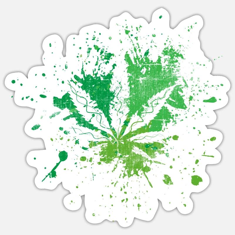 Cannabis - Sticker taille S (10 x 10 cm) - blanc mat