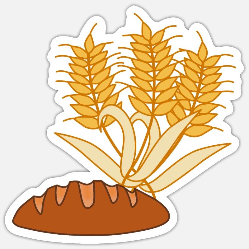 Brot Weizen Getreide Backen Bäcker Geschenk - Sticker Größe S (10 x 10 cm) - Mattweiß