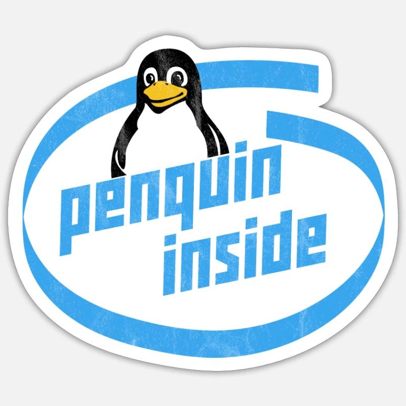 Penguin Inside Informatik lustig Spruch - Sticker Größe S (10 x 10 cm) - Mattweiß