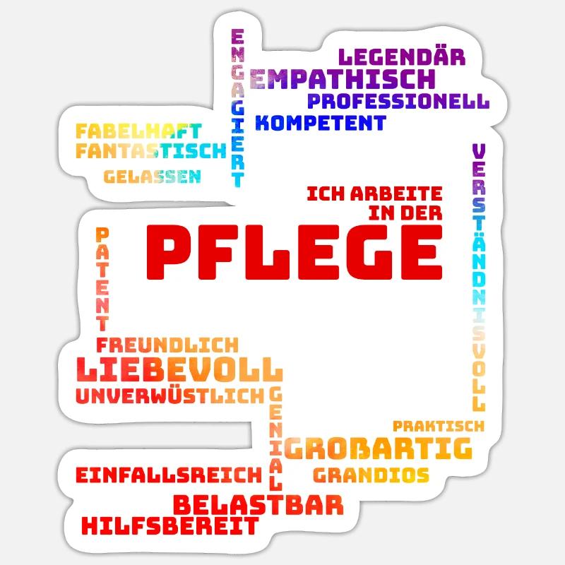 Pflegekraft, Geschenk, Empathie, Pflege, tagcloud - Sticker Größe S (10 x 10 cm) - Mattweiß