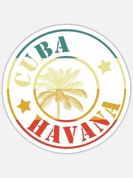 cuba habana retro circle - Sticker Größe S (10 x 10 cm) - Mattweiß