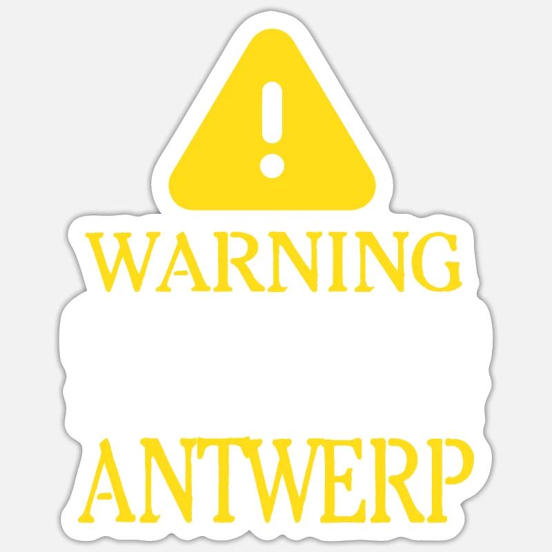 ATTENTION! Anvers - Sticker taille S (10 x 10 cm) - blanc mat