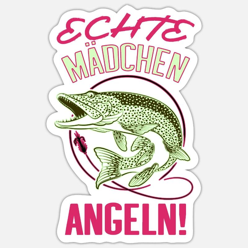 Echte Mädchen Angeln - Sticker Größe S (10 x 10 cm) - Mattweiß