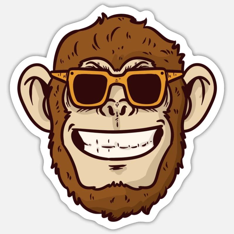 Cool monkey with sunglasses - Sticker size S (10 x 10 cm) - white matte