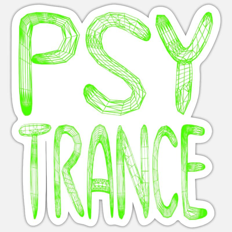 Psytrance Goa Psychedelic Green - Sticker size S (10 x 10 cm) - white matte
