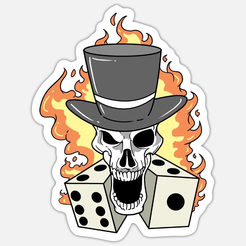 Skull with dice - Sticker size S (10 x 10 cm) - white matte