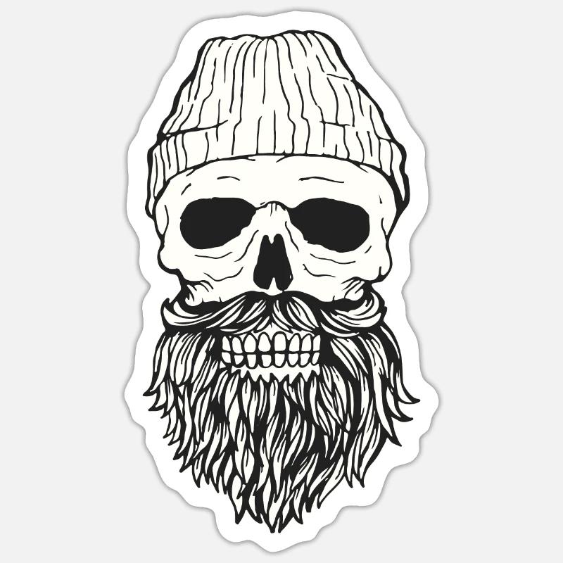 Hipster skull - Sticker size S (10 x 10 cm) - white matte