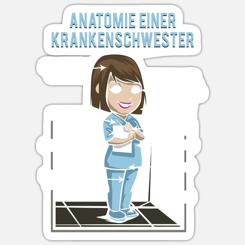 Anatomie einer Krankenschwester - Krankenpflegerin - Sticker Größe S (10 x 10 cm) - Mattweiß