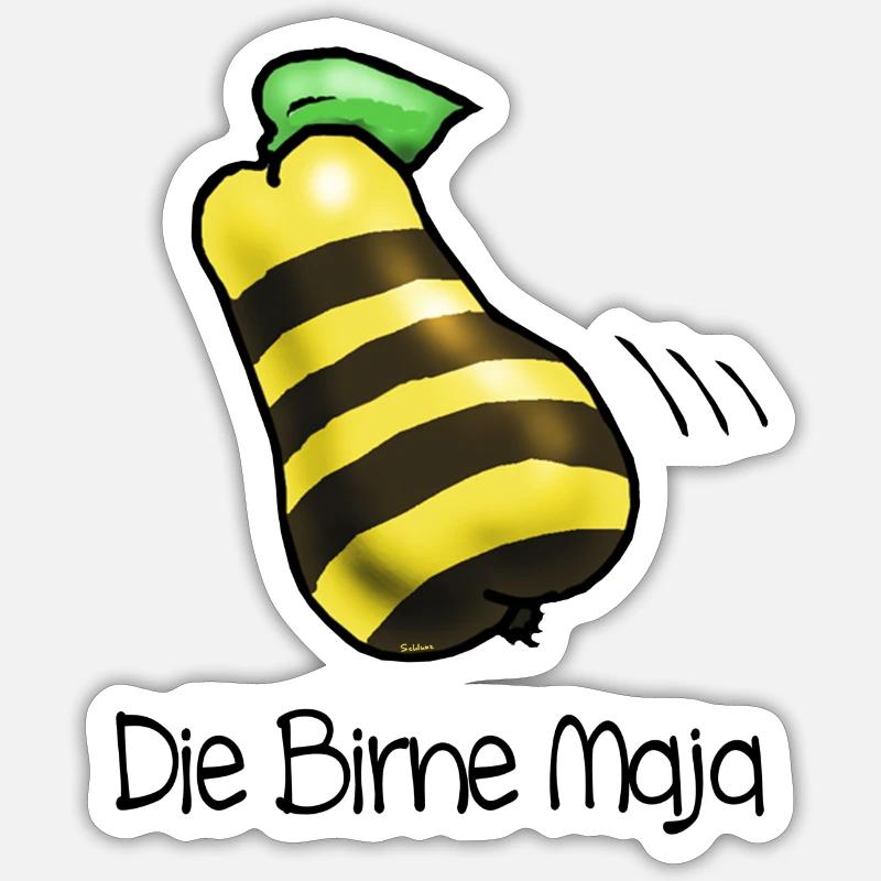 Birne Maja - Sticker Größe S (10 x 10 cm) - Mattweiß