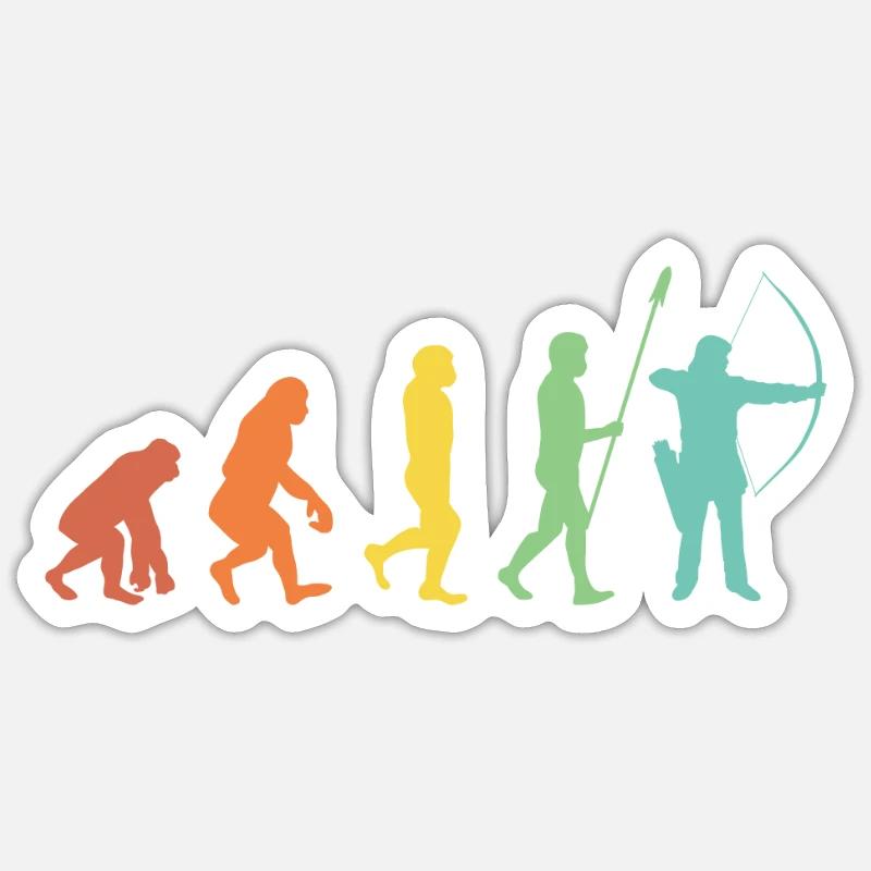 Evolution Bogenschießen Bogenschütze Pfeil Bogen Sticker Größe S (10 x 10 cm)