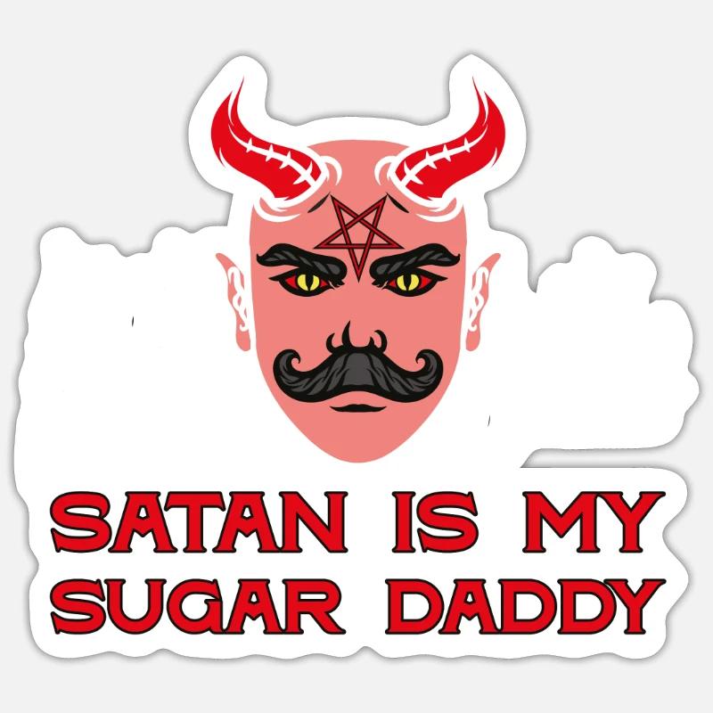 Satan-Is-My-Sugar-Daddy 2 - Sticker Größe S (10 x 10 cm) - Mattweiß