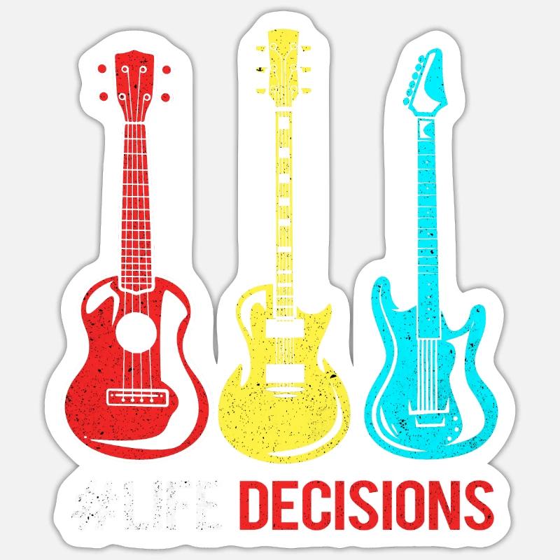 Gitarre - Sticker Größe S (10 x 10 cm) - Mattweiß