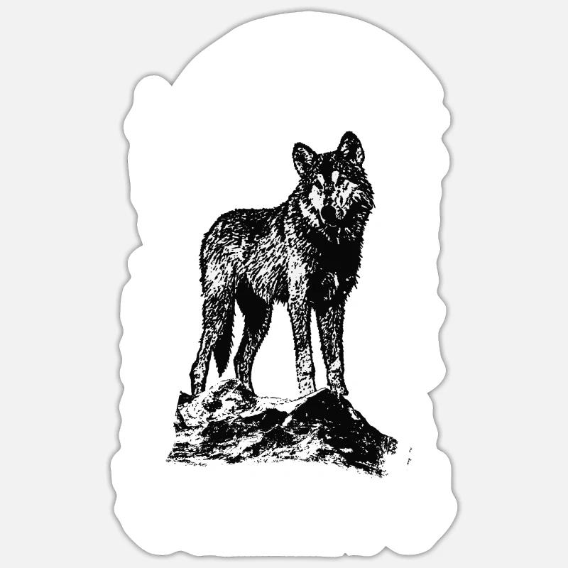 Lonely wolf - Sticker size S (10 x 10 cm) - white matte