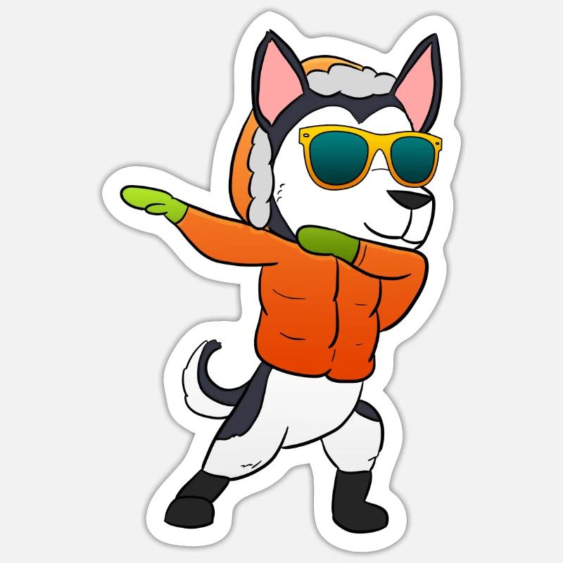 Husky Weihnachtsgeschenk - Sticker Größe S (10 x 10 cm) - Mattweiß