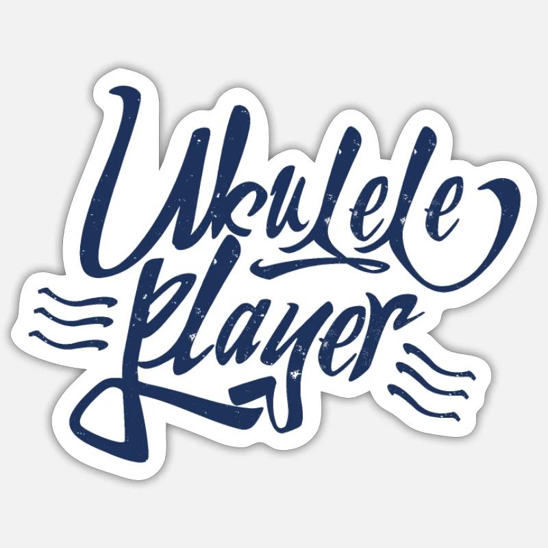 Ukulele - Sticker Größe S (10 x 10 cm) - Mattweiß