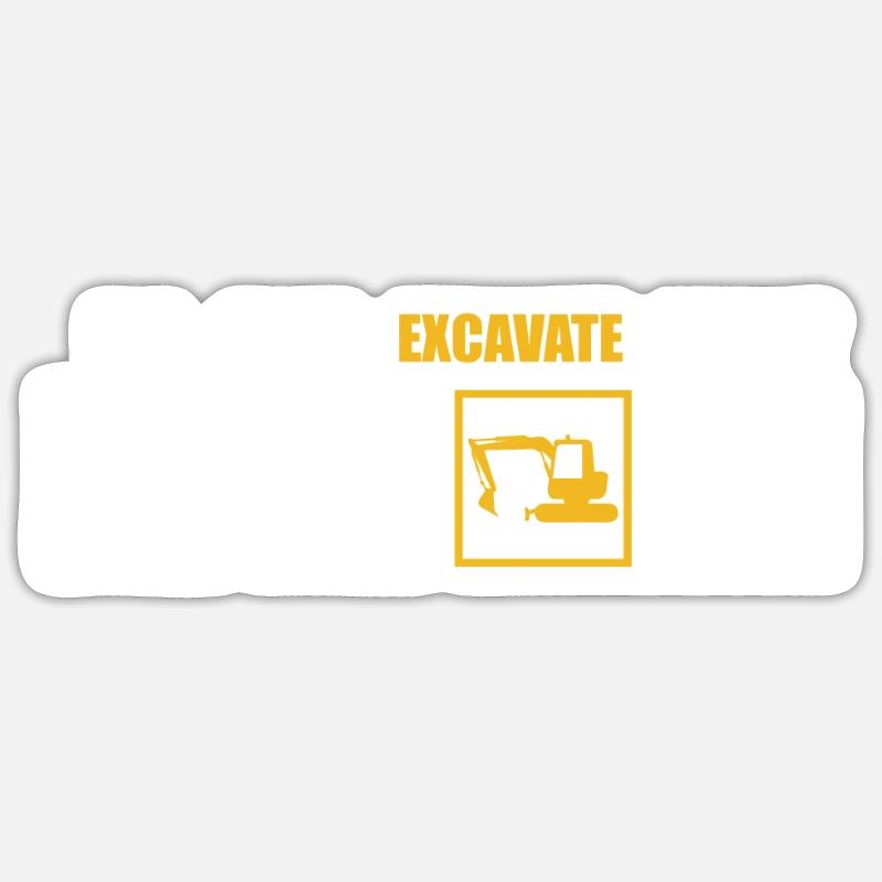 Baggern - Sticker Größe S (10 x 10 cm) - Mattweiß