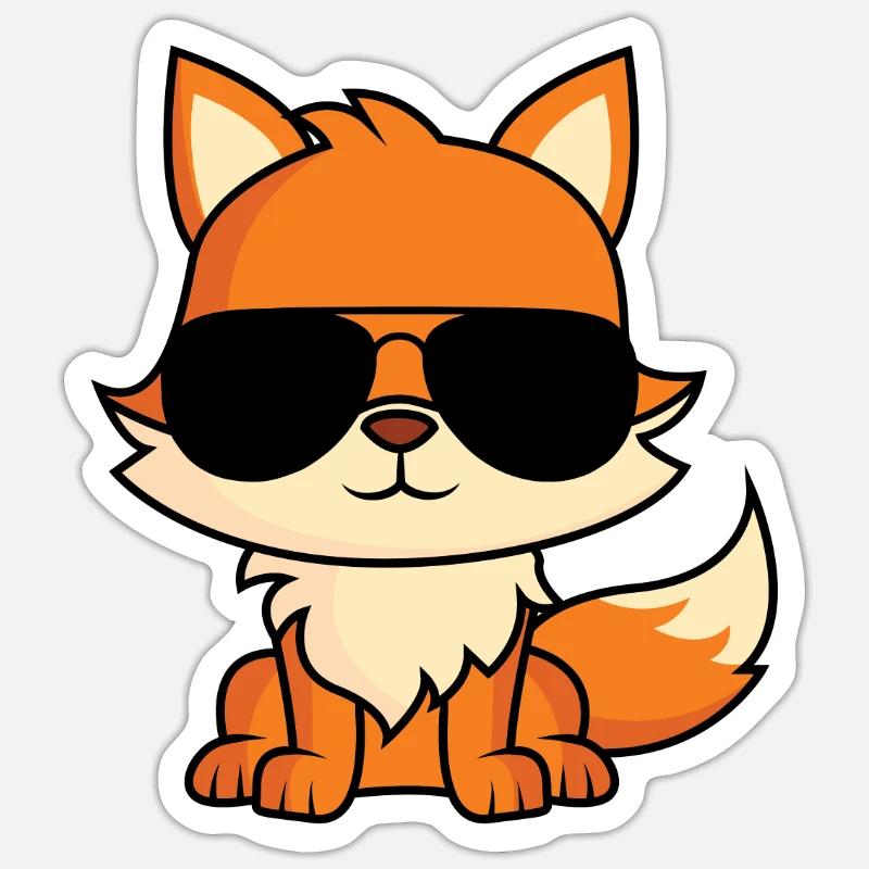 Fuchs mit Pilotenbrille - Sticker Größe S (10 x 10 cm) - Mattweiß