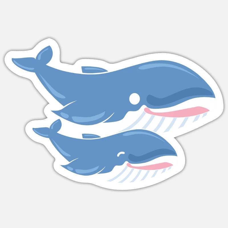 Baleines - Sticker taille S (10 x 10 cm) - blanc mat
