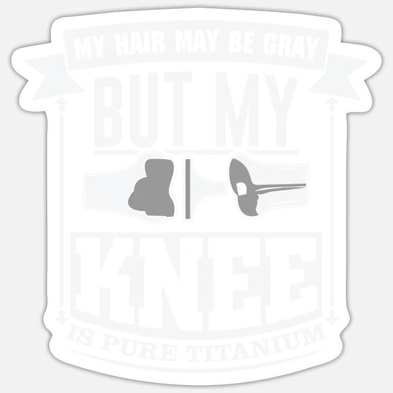 Knee surgery replacement titanium knee - Sticker size S (10 x 10 cm) - white matte