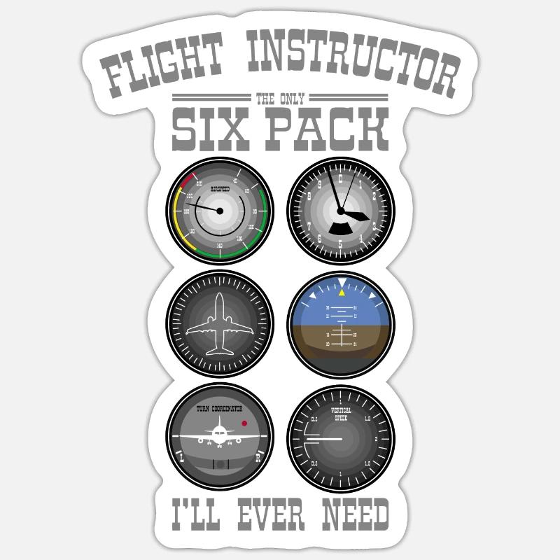 SIXPACK D'INSTRUCTEUR DE VOL Cadeau pour les instructeurs de vol Sticker taille S (10 x 10 cm)