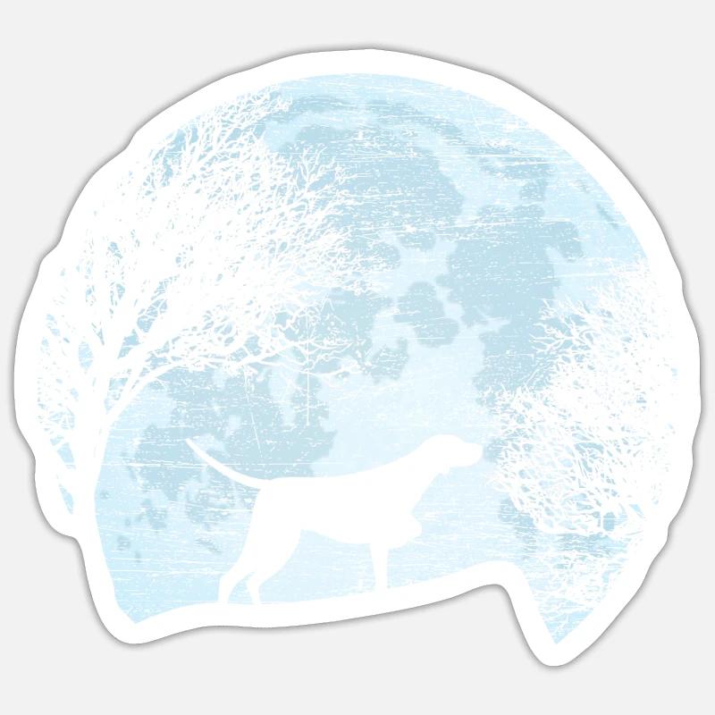 Chien de chasse - Sticker taille S (10 x 10 cm) - blanc mat