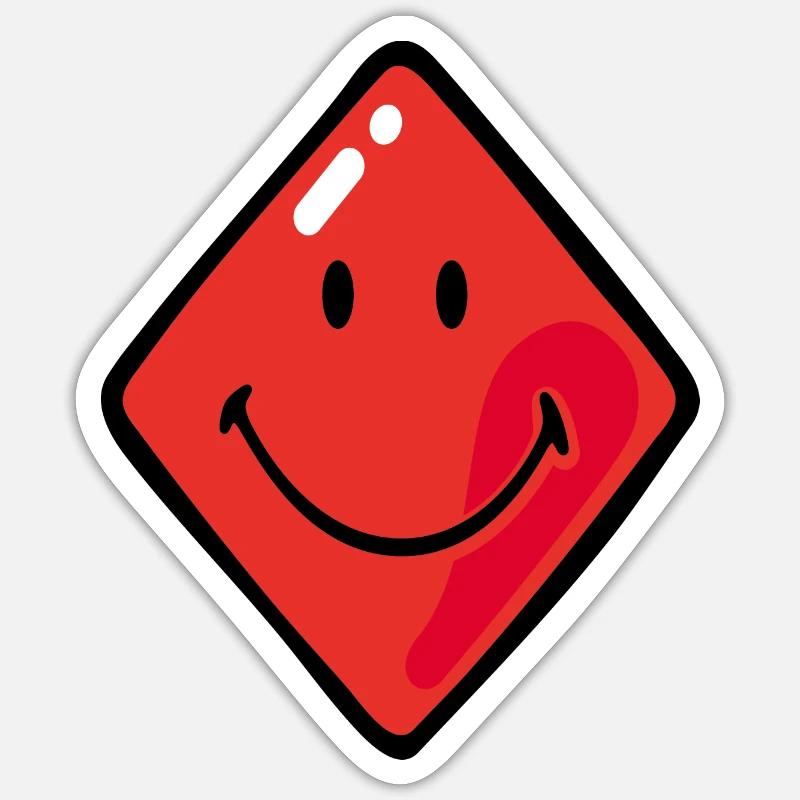 Smiley Diamonds Red - Sticker size S (10 x 10 cm) - white matte