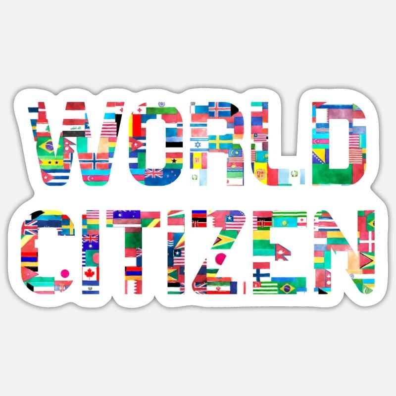 World Citizen (Flags / Citizens) with flags Sticker size S (10 x 10 cm)