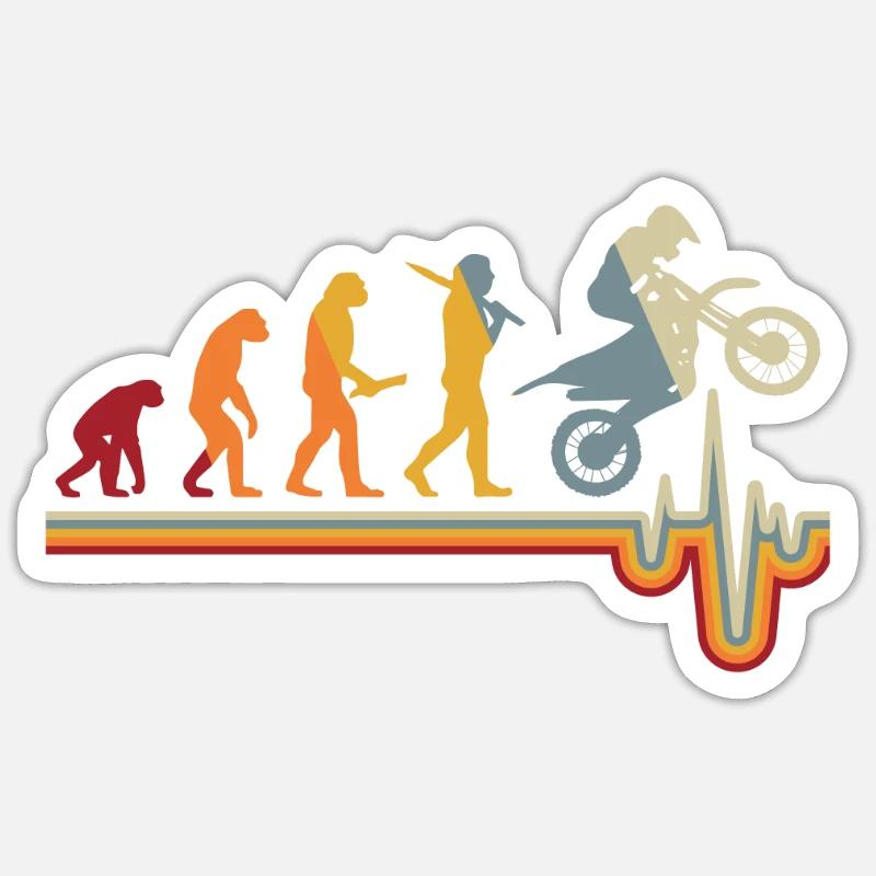 Motocross Evolution Herzschlag Motorrad Geschenk - Sticker Größe S (10 x 10 cm) - Mattweiß