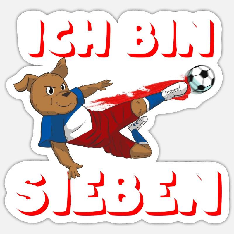 Ich Bin Sechs 7 7. Geburtstag Junge Kindergeburtst - Sticker Größe S (10 x 10 cm) - Mattweiß