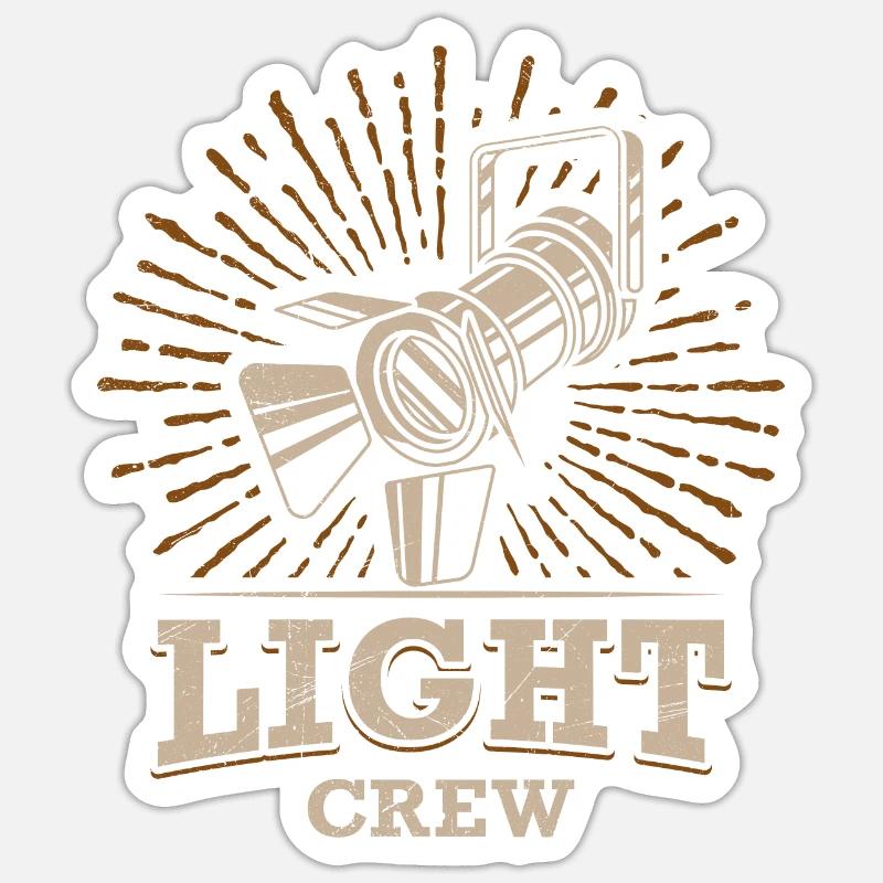 LIGHT CREW Retro Licht Lichttechniker Geschenk Sticker Größe S (10 x 10 cm)