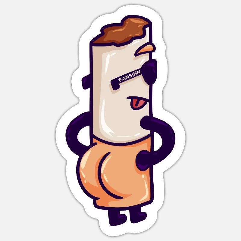 Zigarette Rauchen Kippe Feuer Sucht Comic Geschenk Sticker Größe S (10 x 10 cm)