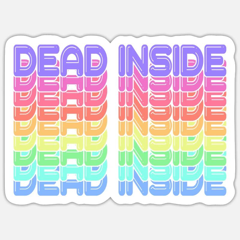Dead Inside Rainbow - Sticker taille S (10 x 10 cm) - blanc mat