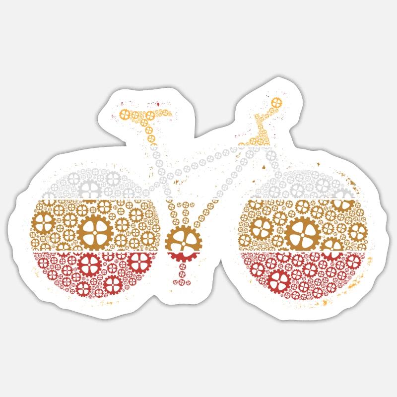 Pignon de vélo rétro - Sticker taille S (10 x 10 cm) - blanc mat