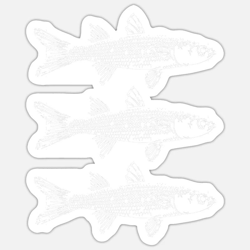Pêche - Sticker taille S (10 x 10 cm) - blanc mat