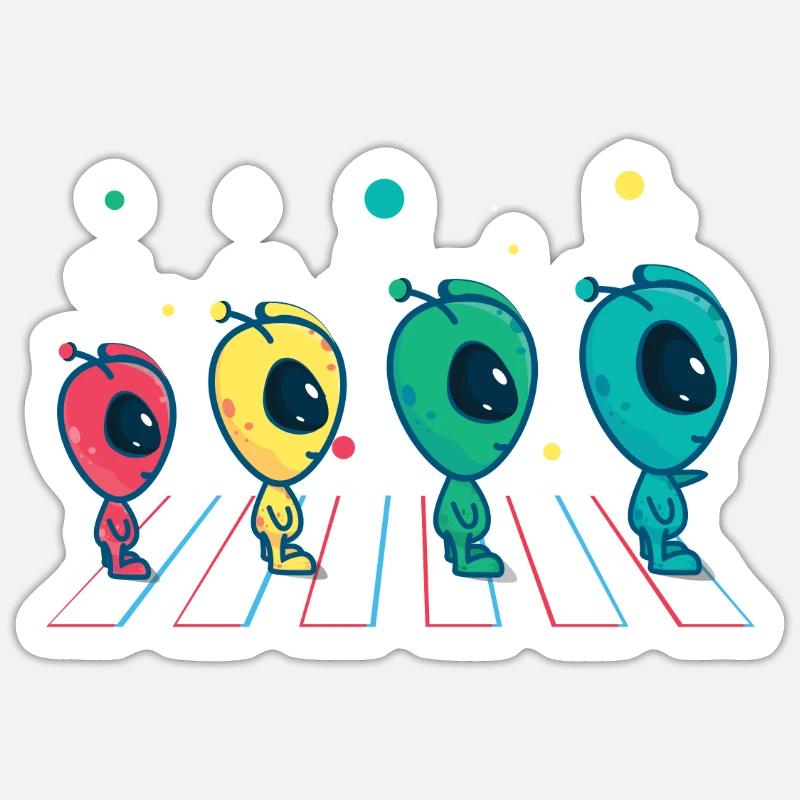 Alien Walk - Sticker taille S (10 x 10 cm) - blanc mat
