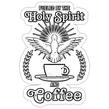 Alimenté par le Saint-Esprit et le café - Sticker taille S (10 x 10 cm) - blanc mat - Devant