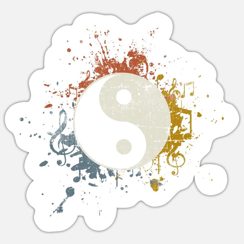 Musique de méditation Yin Yang - Sticker taille S (10 x 10 cm) - blanc mat