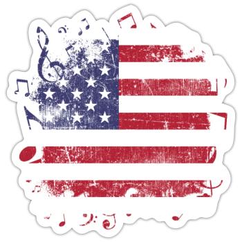 USA Flagge Musik - Sticker Größe S (10 x 10 cm) - Mattweiß - Vorne