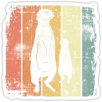 suricates - Sticker taille S (10 x 10 cm) - blanc mat - Devant
