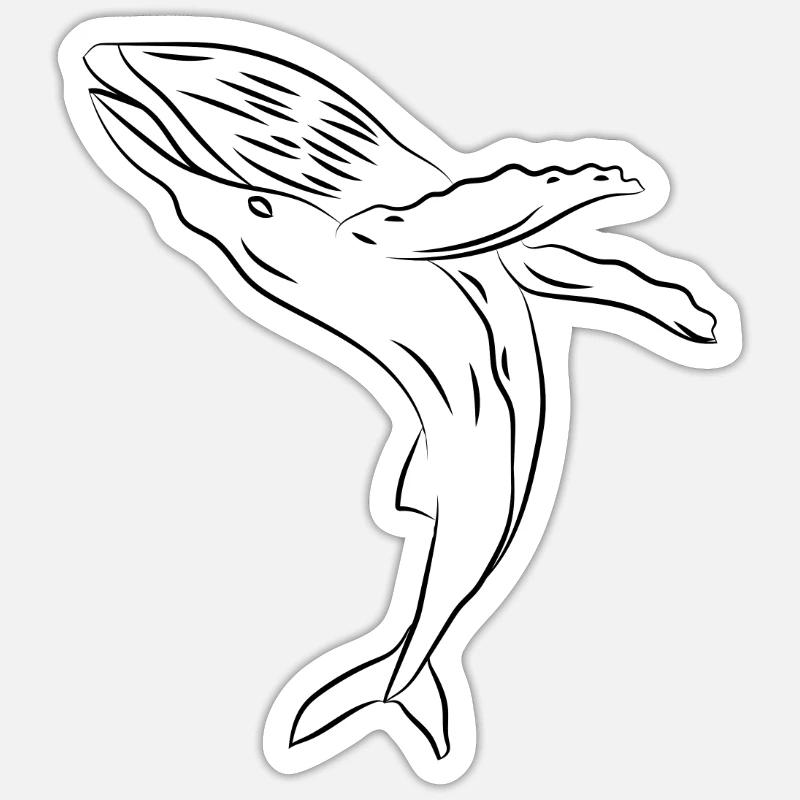 Wal Blauwal - Sticker Größe S (10 x 10 cm) - Mattweiß