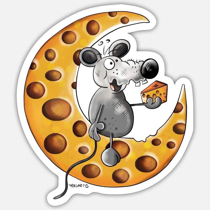 The Mouse Love Cheese - Sticker size S (10 x 10 cm) - white matte