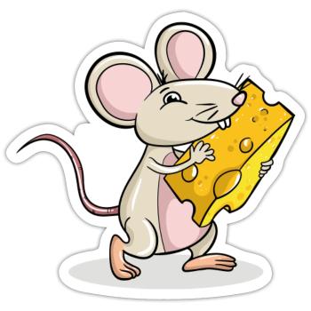 Mouse holding Cheese - Sticker size S (10 x 10 cm) - white matte - Front