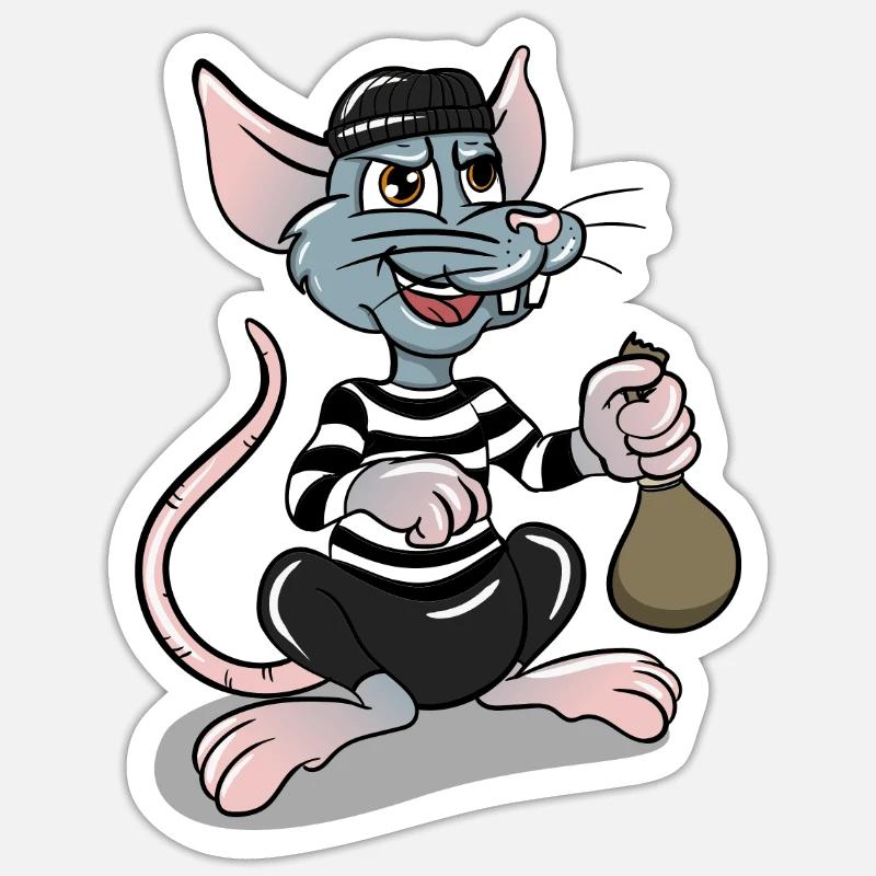 Dieb Ratte - Sticker Größe S (10 x 10 cm) - Mattweiß