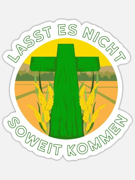 Grünes Kreuz Initiative Stiller Protest Landwirte - Sticker Größe S (10 x 10 cm) - Mattweiß