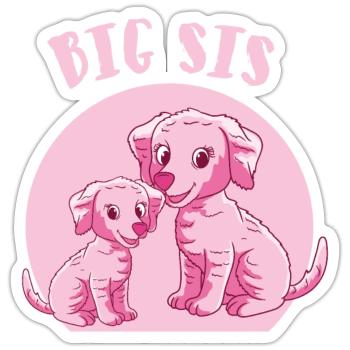 chiens de grande soeur - Sticker taille S (10 x 10 cm) - blanc mat - Devant