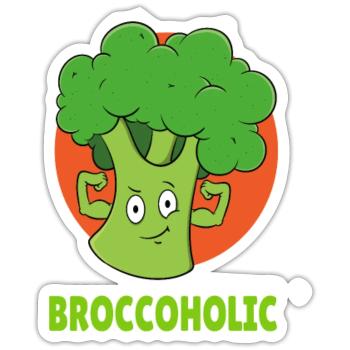 Broccoli Broccoholic Keto Fitness Vegetarian - Sticker Größe S (10 x 10 cm) - Mattweiß - Vorne