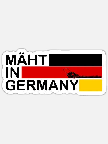 Mäht in Germany Rasen - Sticker Größe S (10 x 10 cm) - Mattweiß